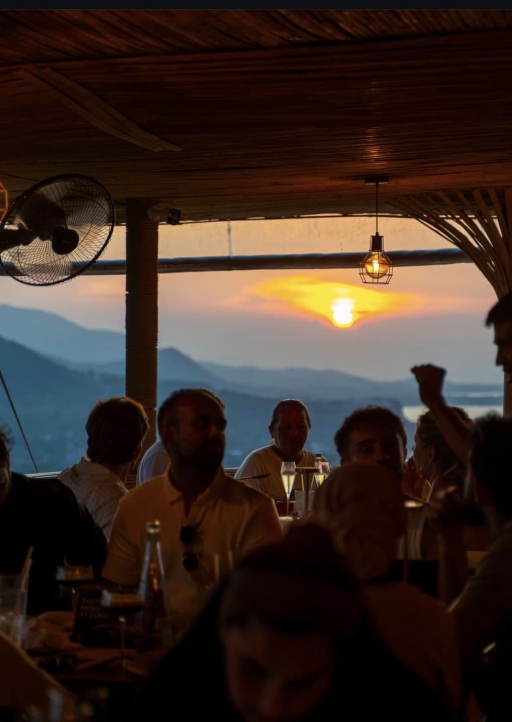 Sunset through the restaurant terrace